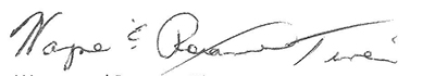 Signature on white background with text reading 